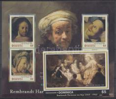 400th birth anniversary of Rembrandt mini sheet + imperforated block, 400 éve született Rembrandt kisív + vágott blokk