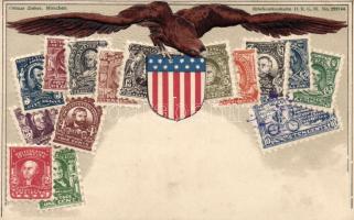 Stamps from United States, coat of arms, Emb. litho, Ottmar Zieher (pinhole)
