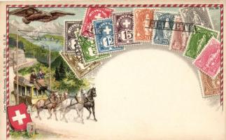 Stamps from Helvetia, coat of arms, Emb. litho