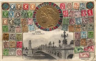 Paris, Pont Alexandre III / bridge, stamps, Emb. litho (small tear)