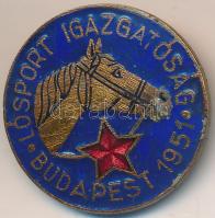 1951. "Budapest Lósport Igazgatóság" zománcozott fém jelvény T:2