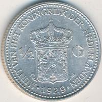 Hollandia 1929. 1/2G Ag "I. Wilhelmina" T:2
Netherlands 1929. 1/2 Gulden Ag "Wilhelmi...