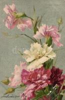 2 db RÉGI virág motívumú litho képeslap  / 2 motive cards, flowers