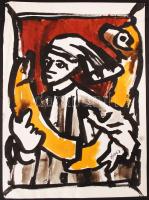 Korda jelzéssel: Sárga félhold. Akvarell, papír, 42×29 cm