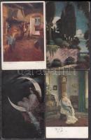 116 db RÉGI művészlapok, pinx. Wagner, Munkácsy, Vajda, Liotard, Rosenthal, több B.K.W.I. / 116 old artist postcards