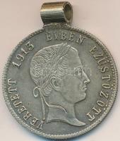 1913. 20Kr "Veretett 1913 évben ezüstözött" játékpénz magyar és román felirattal, füllel T...