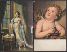 Kb. 260 db RÉGI művészlap, benne több Stengel lap és litho, erotikus, gyermek, hölgy, folklór és Nap...
