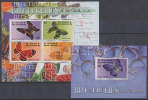 Butterflies mini sheet + block, Lepkék kisív + blokk