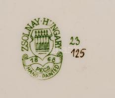 Zsolnay pillangó mintás süteményes tányér, kézzel festett, hibátlan, jelzett, d:16,5 cm