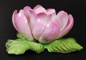 Herendi virágszirmos gyertyatartó, kézzel festett, jelzett, hibátlan, d:12 cm, m:5 cm