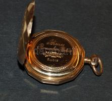 Svájc cca századforduló "Remontoir Patent" 14K arany zsebóra 10 köves, üveg hiányzik, javí...
