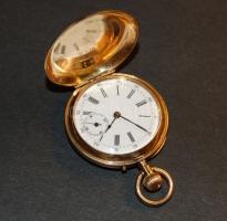 Svájc cca századforduló "Remontoir Patent" 14K arany zsebóra 15 köves, működőképes 3,5cm á...