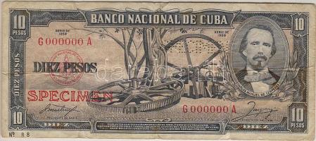 Kuba 1958. 10P "Specimen fny + perf." "00" sorozatszámmal T:II/III R!
