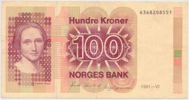 Norvégia 1991. 100K T:III Norway 1991. 100 Kroner C:F