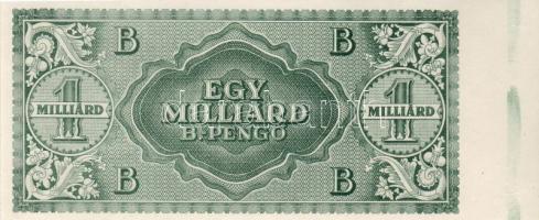 1946. 1000.000.000B.-pengő "zöld" bal ívszéles, alsó sarokban festéknyom! T:I