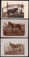 cca 1930-1940 Lovaglás, 3 db fotó, 14x9 cm