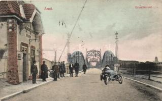 Arad, Erzsébet híd / Elisabeth bridge, shop, automobile