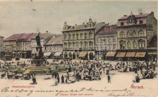 Arad, Szabadság tér, Adriai Biztosító, Kuttn Gyula üzlete, Kerpel Izsó kiadása / square, insurance, market, shops