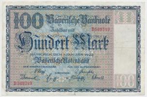 Német Birodalom / Weimari Köztársaság / München / Bayerische Notenbank 1922. 100M T:III Germany-Weimar Republic / München / Bayerische Notenbank 1922. 100 Mark C:F