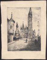 Olvashatatlan jelzéssel: Mátyás templom 1934. Rézkarc, papír, jelzett, 19.5x15cm