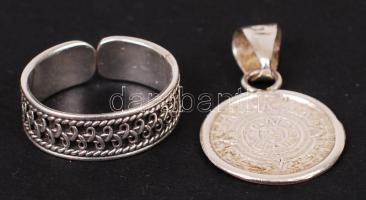 Régi ezüst (Ag.) medál és gyűrű, jelzett, összesen nettó: 3.2 g