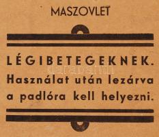 cca 1949 Maszovlet légibeteg zacskó