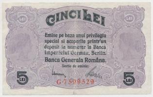 Románia/Német megszállás 1917. 5L T:III
Romania/German occupation 1917. 5 Lei C:F