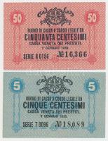 Olaszország/Velence/osztrák-magyar megszállás 1918. 5c + 50c T:I Italy/Austro-Hungarian occupation 1918. 5 Centesimi + 50 Centesimi C:UNC