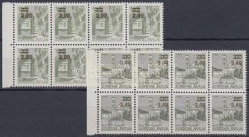 Overprinted definitive stamps in blocks of 8, Felülnyomott forgalmi bélyegek nyolcastömbökben