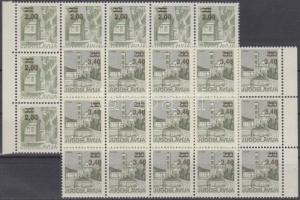 Felülnyomott forgalmi bélyegek 15-ös tömbökben, Overprinted definitive stamps in blocks of 15