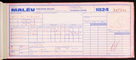 cca 1950-1960 Malév IL-18 prospektus, jegy és képeslap