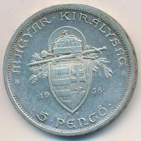 1938. 5P Ag "Szent István" T:2- ph.
Adamo P8.1