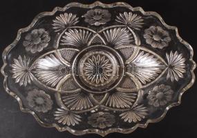 Dekoratív üvegtál, hibátlan, m:10 cm, 20×30 cm