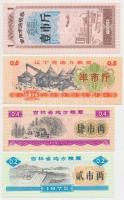 Kína ~1974-1975. 4db különféle rizsjegy T:I  China ~1974-1975. 4pcs of different rice coupons C:Unc