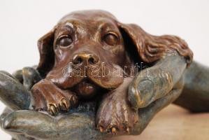 Angeles Anglada stúdió: A legjobb barátom. Bronzírózott műgyanta, márvány talapzaton, jelzett (nagy ...