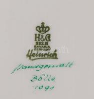 Heinrich madaras tál, jelzett, hibátlan, kézzel festett, 18×31 cm