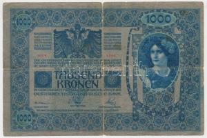 1902. 1000K mindkét oldal német, "Deutschösterreich" felülnyomással + Osztrák-Magyar Bank ...