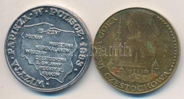 Lengyelország 1983. "II. János Pál pápa lengyelországi látogatása" 2xklf fém és bronz emlé...
