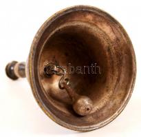 Antik csengő, fém, gravírozott növényi díszítéssel, m:9 cm