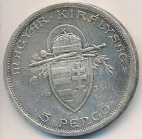 1938. 5P Ag "Szent István" T:2- Adamo P8.1