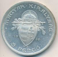 1938. 5P Ag "Szent István" T:2- Adamo P8.1