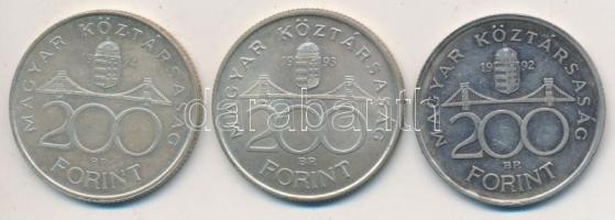 1992-1994. 200Ft Ag (3xklf) T:2,2-