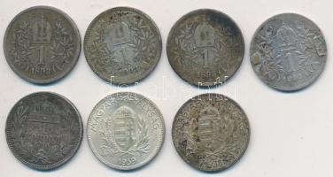 7db klf korona és pengő ezüstpénz T:vegyes