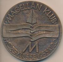 1983. "Magellán Klub Közgyűlése" nagy méretű Br emlékérem dísztokban (99mm) T:1
