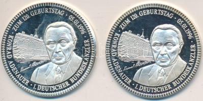 Németország 1996. "Konrad Adenauer" 2db különféle Ag emlékérem (8.4g/0.999/db) T:PP Germany 1996. "Konrad Adenauer" 2pc of various commemorative ag medallion (8.4g/0.999/pcs) C:PP