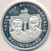 Németország 1993. "Német Szövetségi Köztársaság 50 éve - A Szövetségi Köztársaság alapítói" Ag emlékérem (8.46g/0.999) T:PP Germany 1993. "50 years of Federal Republic of Germany - The Founders of the Federal Republic of Germany" commemorative Ag medallion (8.46g/0.999) C:PP