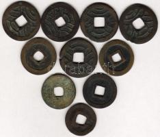 Japán XIX.sz. 10db bronzpénz T:2/3,3/4