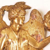 Réz angyal, zongoradísz, jelzett, m:13 cm