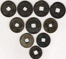 Japán XIX.sz. 10db bronzpénz T:2/3,3/4