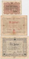 1848-1849. 15Kr + 30Kr + 2Ft + 5Ft (2xklf) + 10Ft "Kossuth bankó" T:III,III-